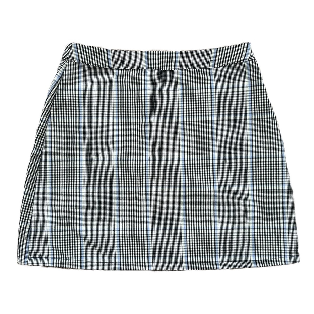 primark blue & black gingham mini skirt